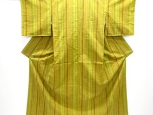 アンティーク　縞織出し手織り紬着物